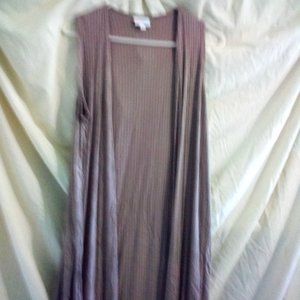 Lularoe Women Taupe Beige Long Side Slit Open Joy Vest Cardigan Size XS